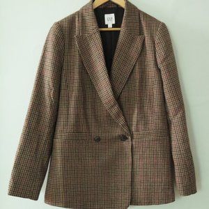 Wool blend houndstooth blazer